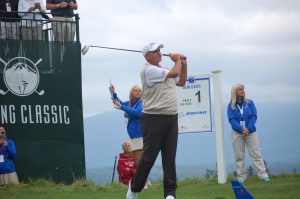 Rocco Mediate tees off on par-5 first hole