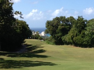 Looking down the fairway to the Hilton Rose Hall Resort