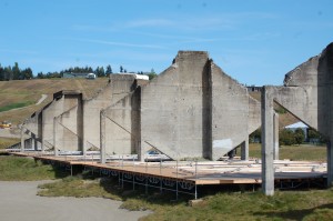 Bleachers are still being built at Chambers Bay