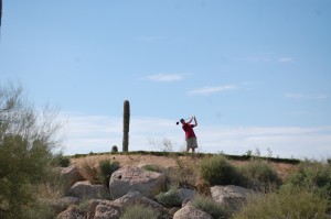 A lone cactus and Kevin on No. 11