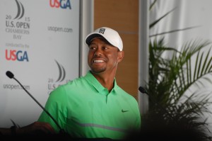 Tiger Woods was in a good mood during the U.S. Open press conference Tuesday