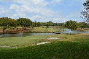 You need to clear two bodies of water to reach this green, No. 9 at Golf de Panama